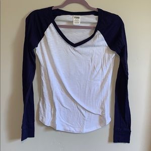 PINK VS plain baseball T with navy sleeves !